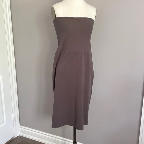 James Perse Brown Cotton Stretch Knit Fold Waistband Pull-on Midi Skirt  - 2/M - Picture 4 of 10